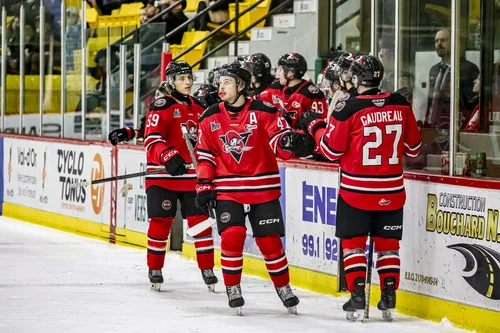 Les Voltigeurs célèbrent un but.